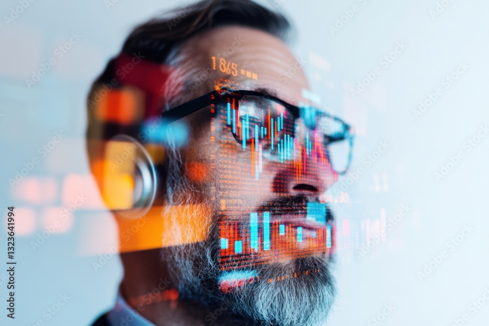 Poster Augmented Financial Intelligence Cutting-Edge Data Visualization Transforming Professional Insights with Immersive Tech and Gen X Market Expertise