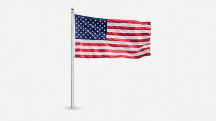 Fototapeta premium American Flag Waving in the Wind on a Clear Background