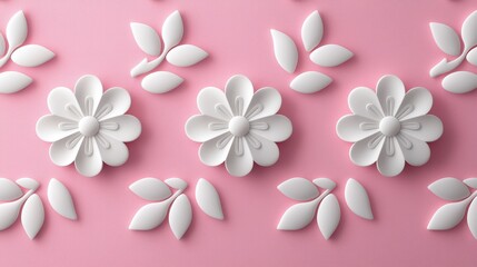 Elegant floral designs on pink background visual art decorative elements studio setting close-up aesthetic appeal