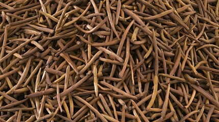 Natural Brown Wood Sticks Textured Background of Organic Materials for Crafting or Design