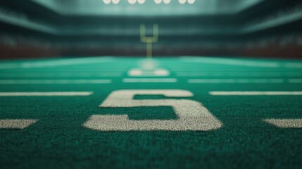Obraz premium Close-Up View of Football Field with Yard Markings and Goalposts