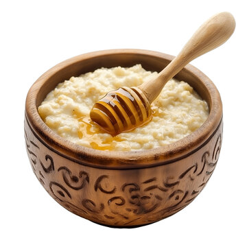 Sudanese asida porridge with honey isolated on transparent white background