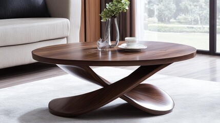 A compact coffee table in a minimalist living room with modern decor.