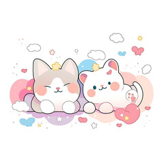Playful and whimsical cat illustrations in vibrant and minimalist designs