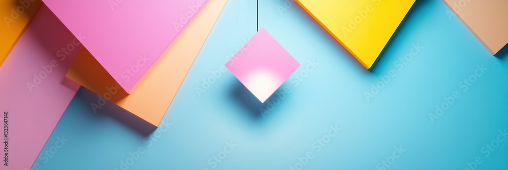 Poster Minimalist Geometric Color Block Design Dynamic Abstract Composition Showcasing Digital Creative Trends in Modern Graphic Arts and Visual Branding Strategy
