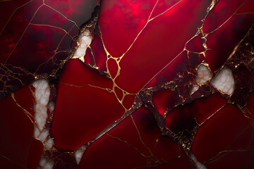 Beautiful marble abstract background with a mix of burgundy, gold and red colours.