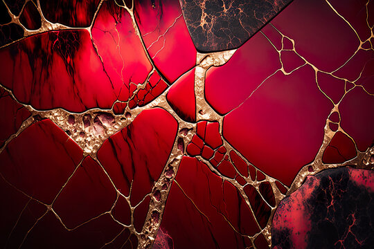 Beautiful marble abstract background with a mix of burgundy, gold and red colours.
