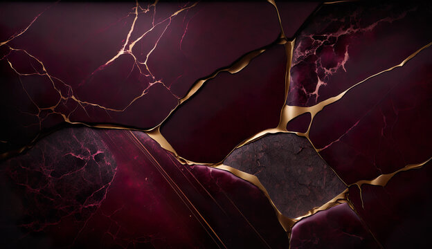 Beautiful marble abstract background with a mix of burgundy, gold and red colours.