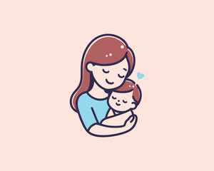Happy Mother's Day logo design vector template. Mother and children logo.