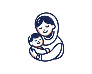 Happy Mother's Day logo design vector template. Mother and children logo.