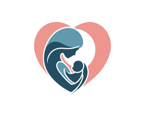 Happy Mother's Day logo design vector template. Mother and children logo.