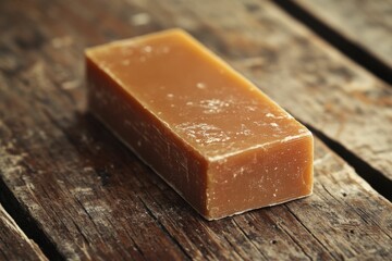 Surf Wax. Sticky Brick Wax for Surfboard Closeup on Wooden Background