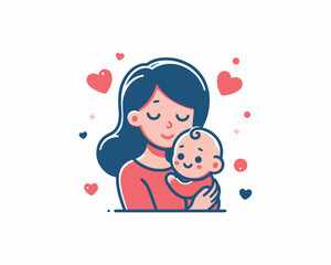 Happy Mother's Day logo design vector template. Mother and children logo.