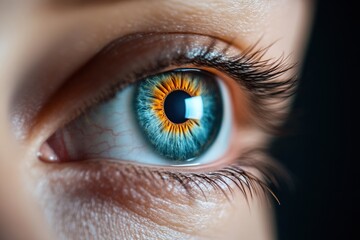 Fototapeta premium Cutting-Edge Iris Biometrics Hyper-Detailed Digital Health Scan Revealing Personalized Wellness Insights through Advanced Technological Vision Mapping