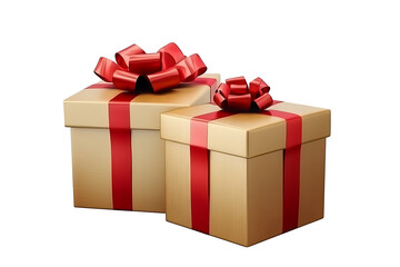 Obraz premium Gift Boxes: Two elegantly wrapped gift boxes, adorned with vibrant red ribbons and bows, exude an air of anticipation and celebration, perfect for special occasions and gestures of affection.