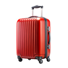 Red travel suitcase isolated on transparent background
