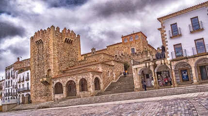 Fototapeta premium Tower of Bujaco, 12th Century Almohad Architecture, Old City, Cáceres, Extremadura, Spain, Europe
