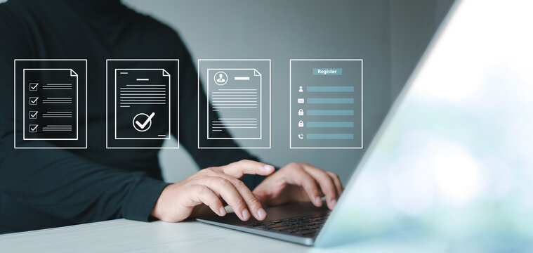 Users fill out online survey information with online registration form, register new users, fill out the application form with personal information to create an account on the website.