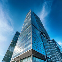 Fototapeta premium A high-rise office building against a clear sky
