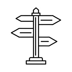 Outline Direction Signs Icon – Black Vector Illustration for Navigation and Wayfinding Design, 
