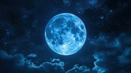 Fototapeta premium Blue super moon. Generative AI