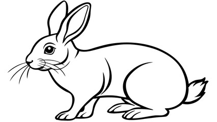 Obraz premium A Gentle Wild Rabbit, Alert And Watchful In A Simple Line Drawing Style, Showcasing Its Graceful Form And Delicate Features With Bold Outlines