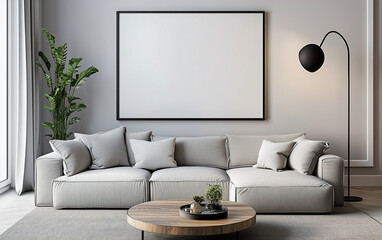 Minimalist modern living room interior background, Scandinavian style