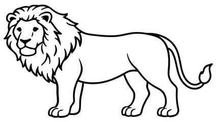 Obraz premium A Majestic Lion, King Of The Savanna, Stands Proudly In A Simple, Bold Line Art Style