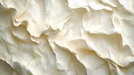 Obraz premium Layered crumpled paper pattern in creamy hues for an artistic texture effect.