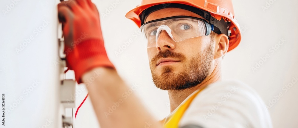 Aufkleber Next-Gen Smart Home Integration Professional Technician Installing High-Performance Electrical Systems with Advanced Safety Protocols and Precision Engineering