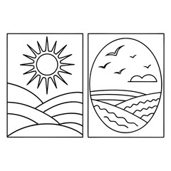 Sunrise, Sunset, Sun Thin Line Icon – Vector Illustration and Logo Template for Minimalist Design, Sun Line Icon, Sunrise Sunset Vector, Sun Logo Template










