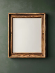 poster frame mockup close up on wall painted dark green color