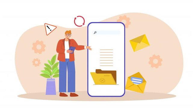 Vector 2D Stock Showing No File Concept Animation Scene