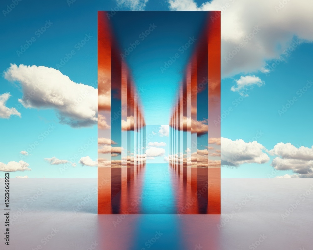 Poster Liminal Perspectives Surreal Digital Architecture Exploring Infinite Spatial Transformation and Metaverse Design Innovation