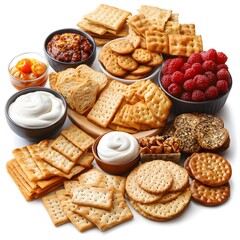 A delectable spread of varied snacks and dips perfect for social gatherings and casual celebrations