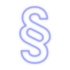 Neon blue outline § section sign on transparent background