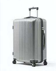 Fototapeta premium Sleek Silver Suitcase: Ready for your Next Adventure!