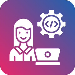 Developer Female Icon Style