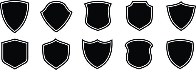 Set of shields. Shield icon vector flat trendy style. Basic shield vector sign