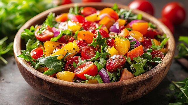 Fresh summer salad with tomatoes and arugula