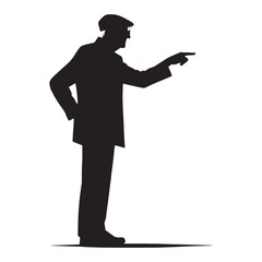 Directing Pointing Oldman silhouette, showing the right way - Oldman illustration - Minimalist Pointing Oldman vector - Aged gentleman
