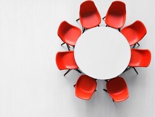 Minimalist Collaboration Hub Dynamic Red Ergonomic Chairs Transforming Corporate Learning with Innovative Circular Design - Next-Gen Professional Engagement Spaces
