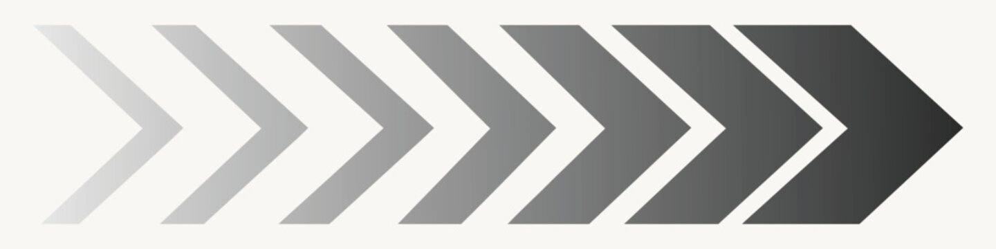 Dynamic moving arrow symbol. Arrow road sign, arrow dynamic symbol, speed sideways arrow icon striped direction fast arrows symbols.