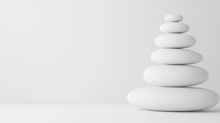 Minimalist White Stones Stacked on a Clean Background