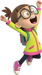 The groovy cartoon girl radiates vibrant style and energy with fashionable flair and confidence.