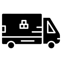 Delivery Truck Line Icon Style