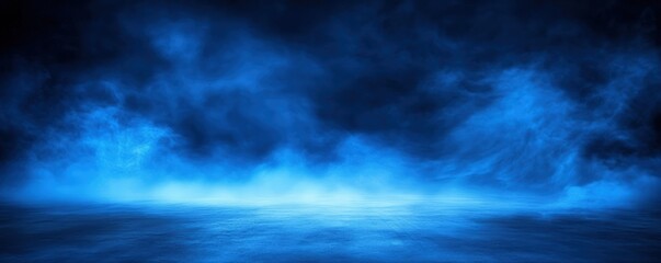 Obraz premium A mystical blue fog envelops the scene, creating an ethereal atmosphere with deep hues and soft lighting.