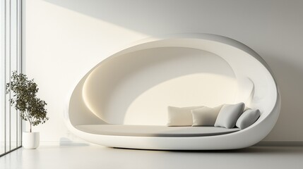 A sleek and elegant living space contained within a pod capsule.	
