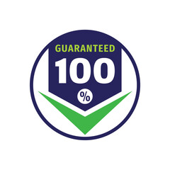 Guaranteed 100 % checkmark symbol - business badge logo design. Concept emblem label. Vector illustration
