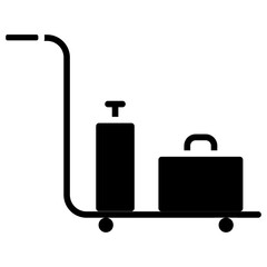Luggage Cart Line Icon Style